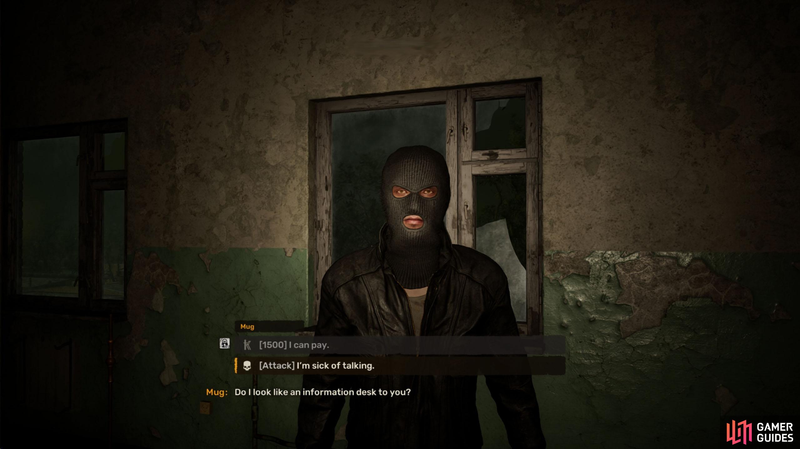 On the second floor of the warehouse, pay for the information, or you’ll get into a gunfight.