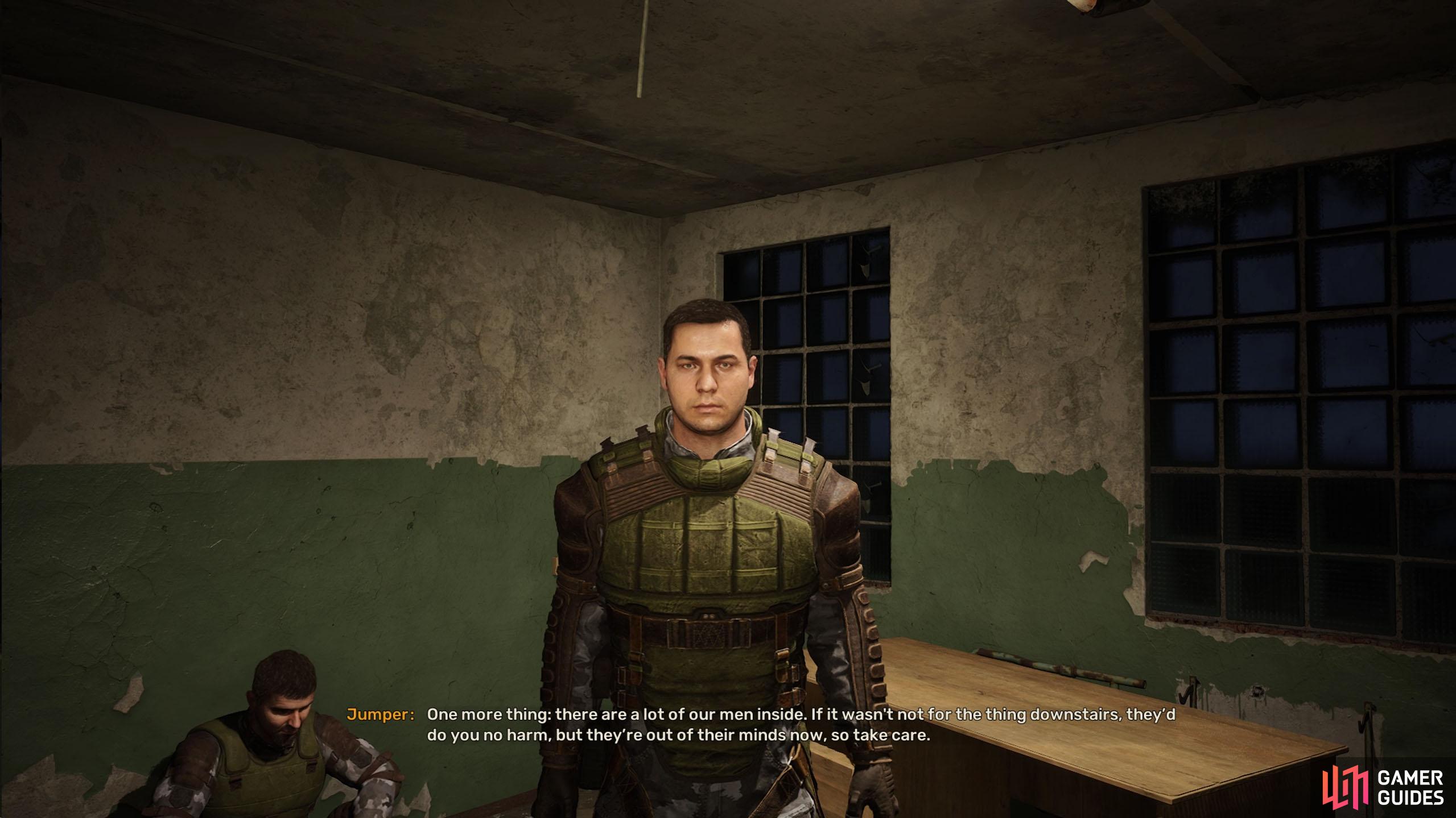 Inside the outpost, speak to Jumper to get the mission.