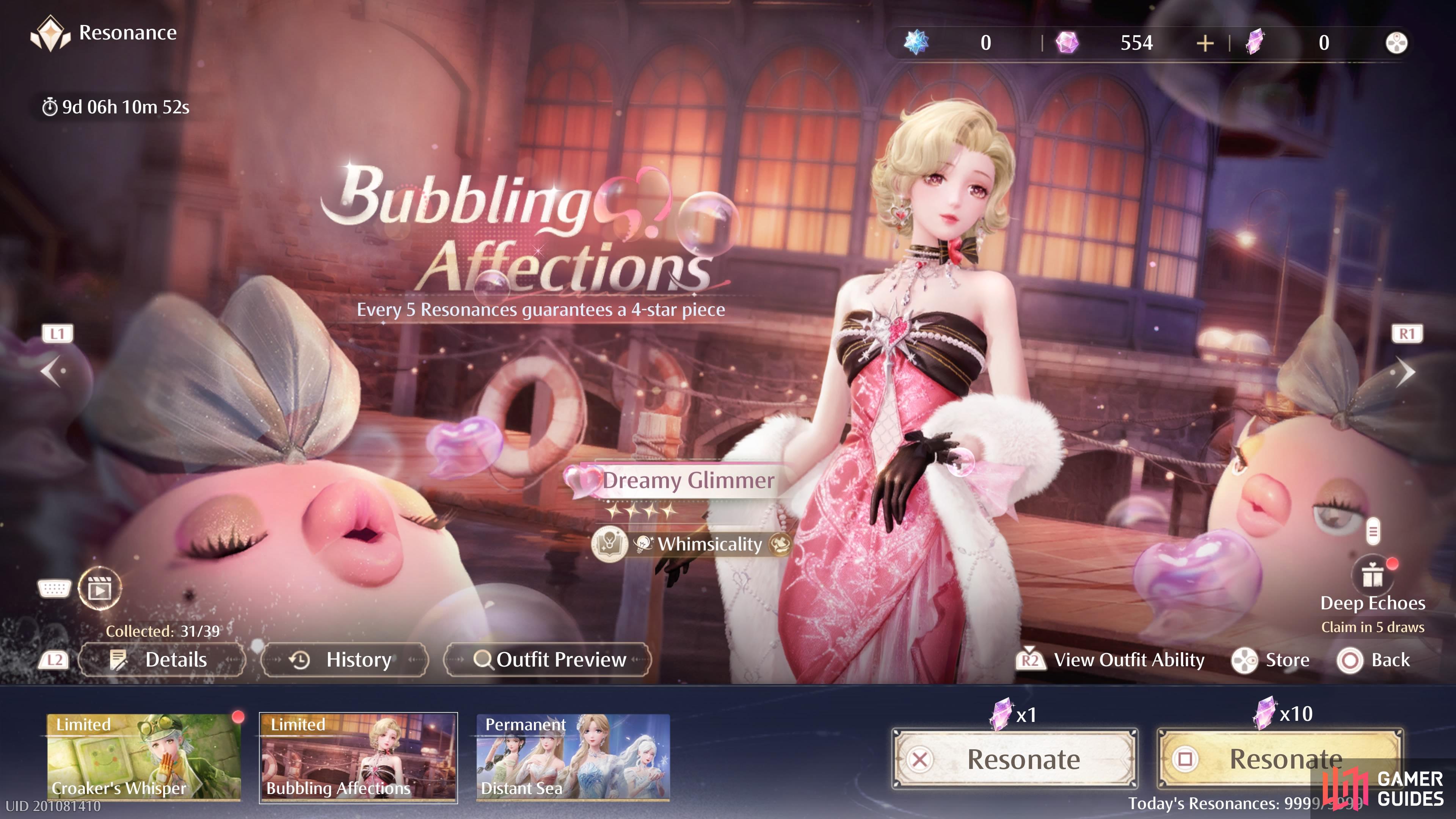 Bubbling Affections is also a limited time resonance banner in Infinity Nikki.