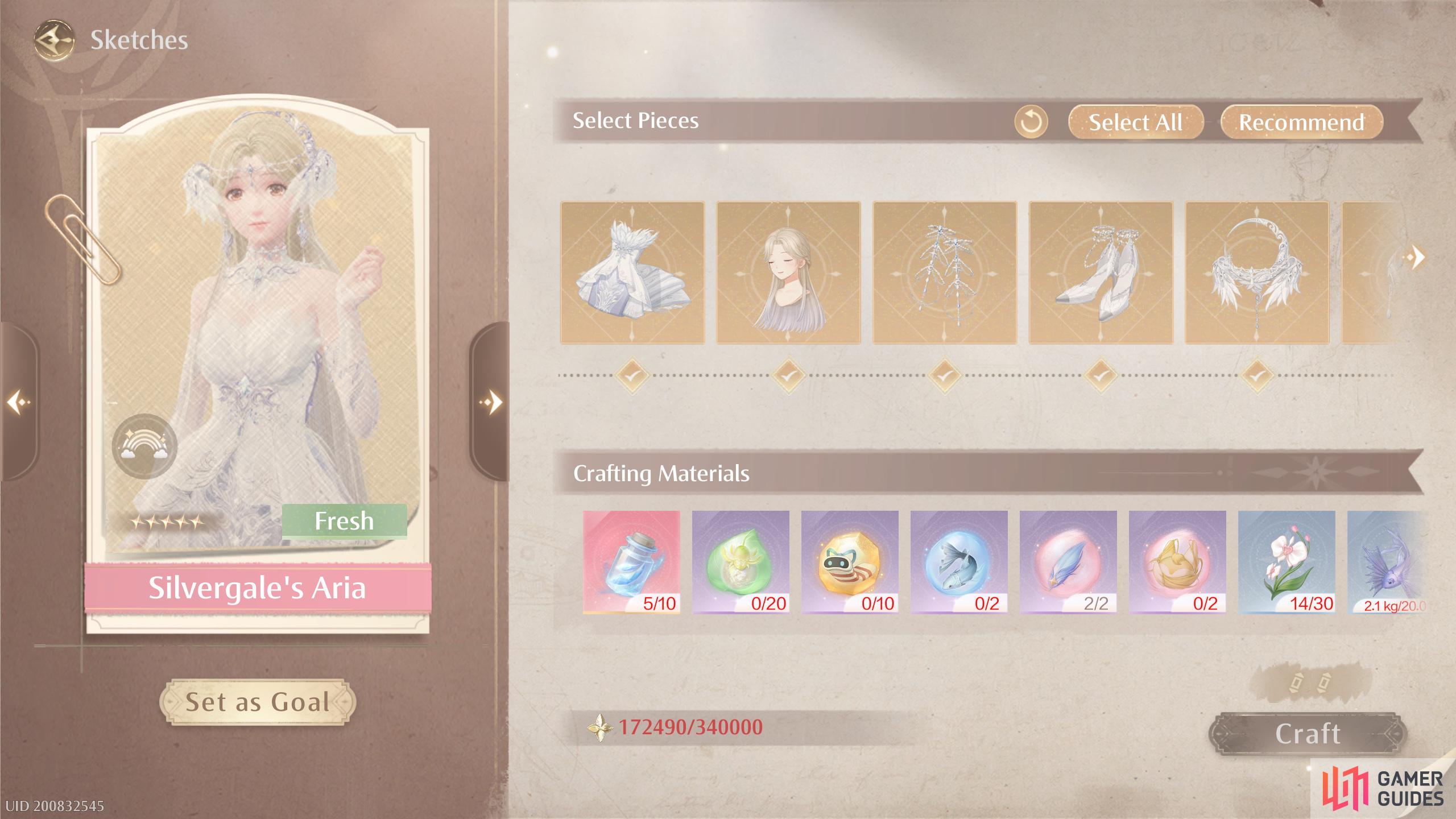 Crafting the entire Silvergale’s Aria outfit will take a very long time…