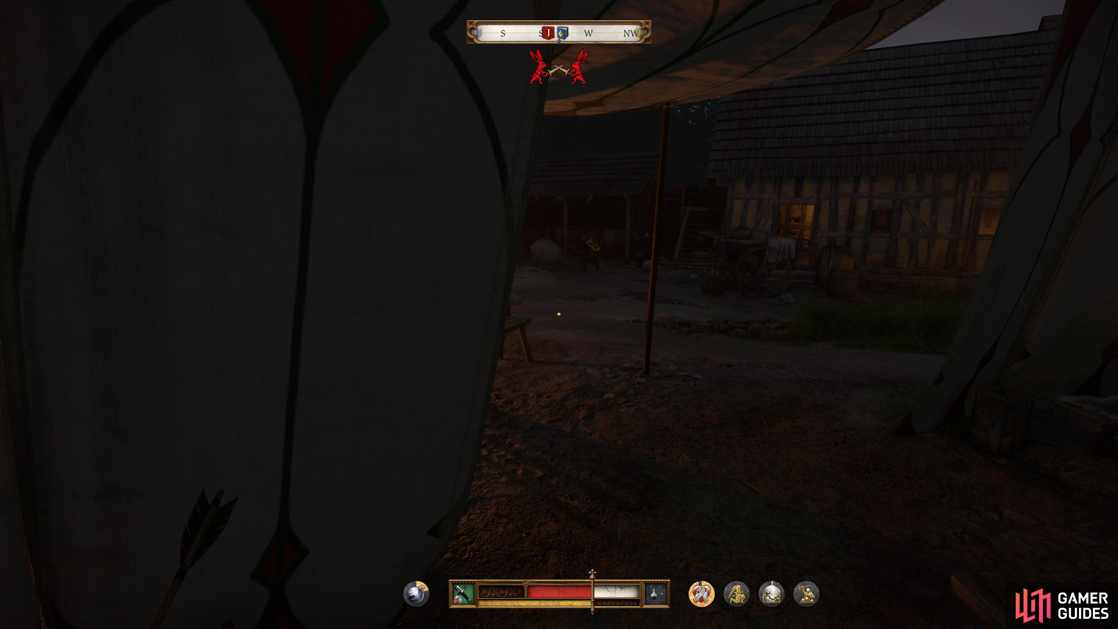 You can choose to hide in the tent for a few mins rather than engaging in ranged combat.