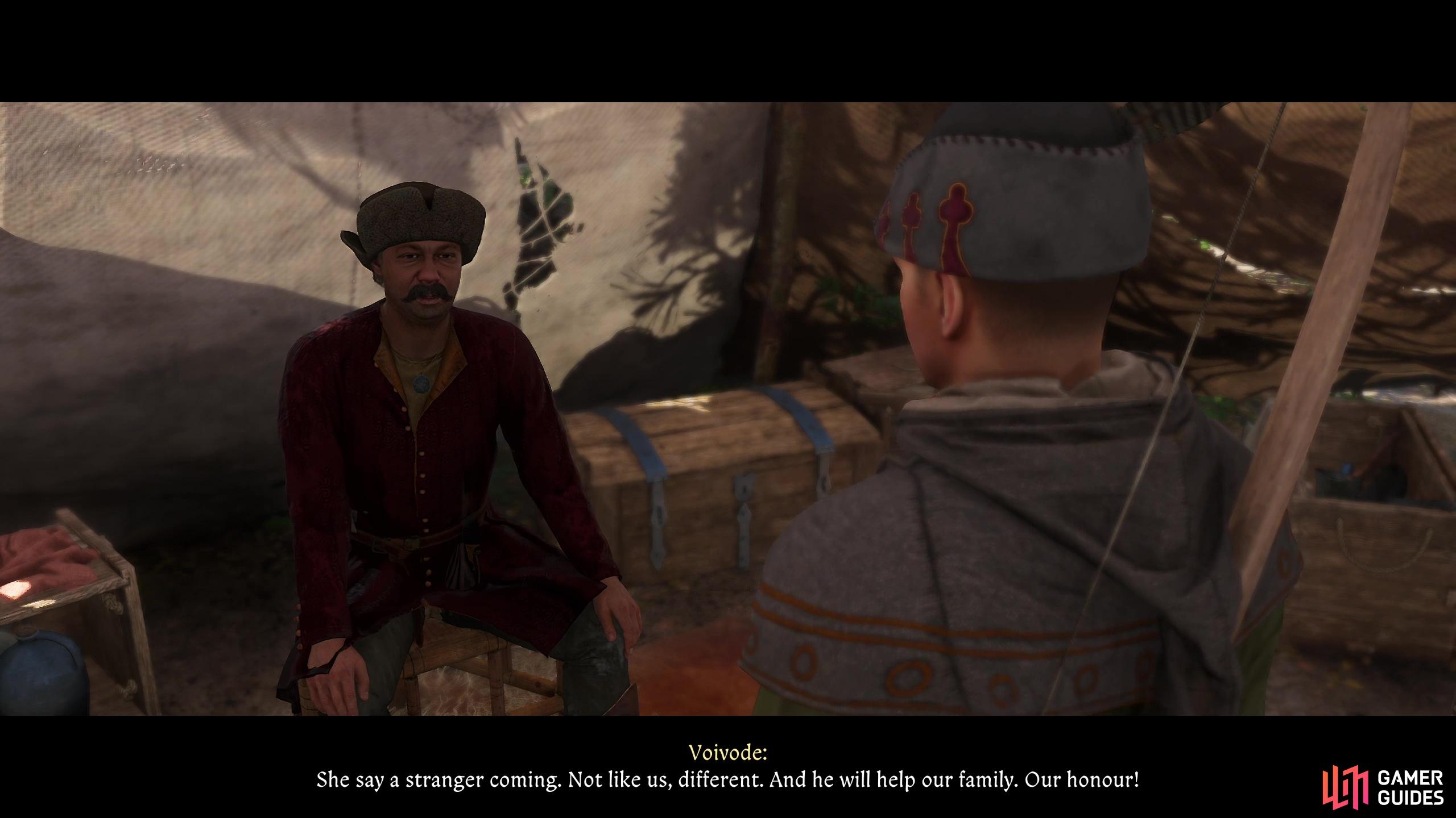 Talk to the Voivode in the Nomad Camp to begin this quest.