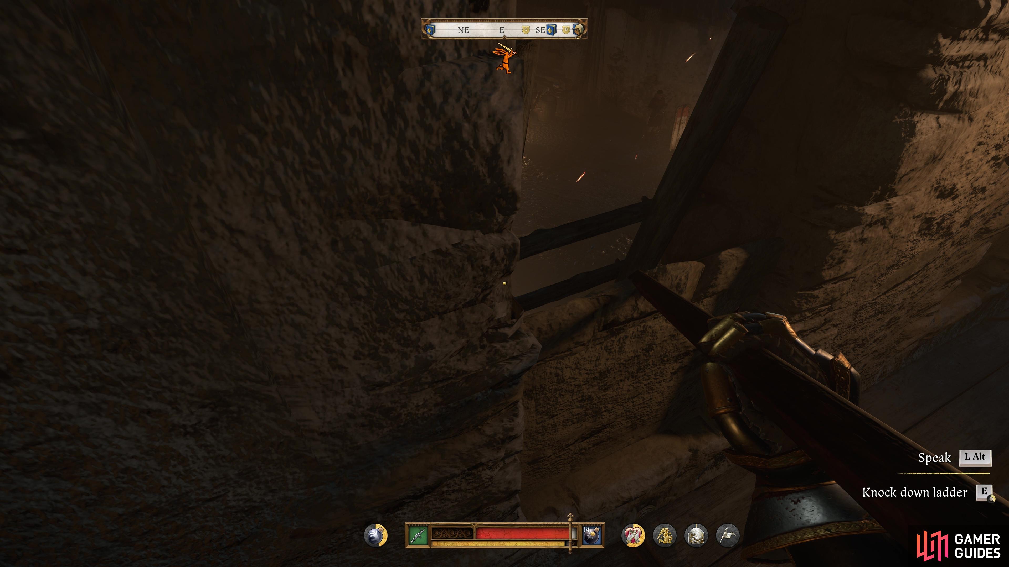 Use a Polearm to knock the ladders down during the attack.