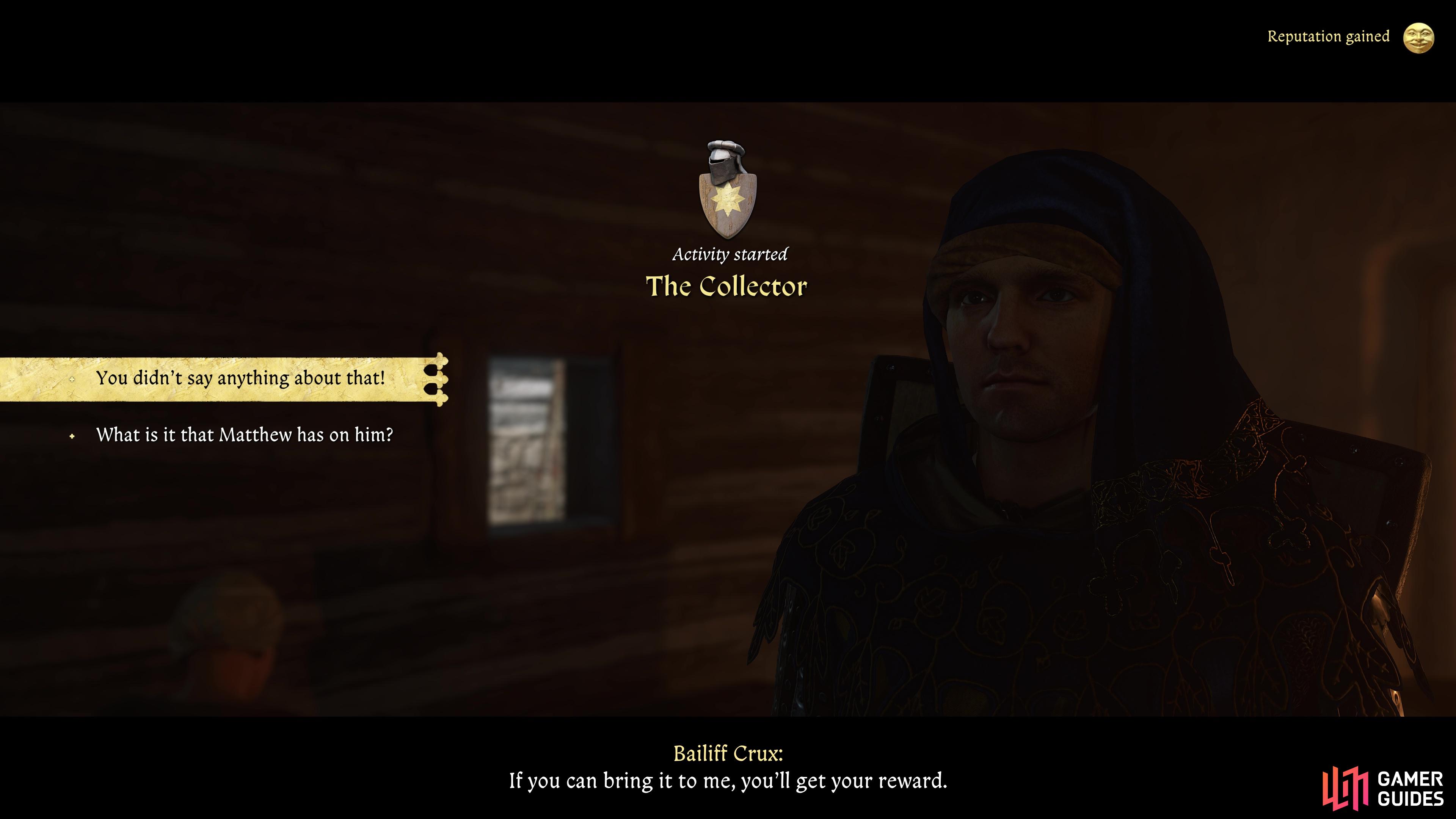 The Collector is a Task in the Kuttenberg region of Kingdom Come: Deliverance II.