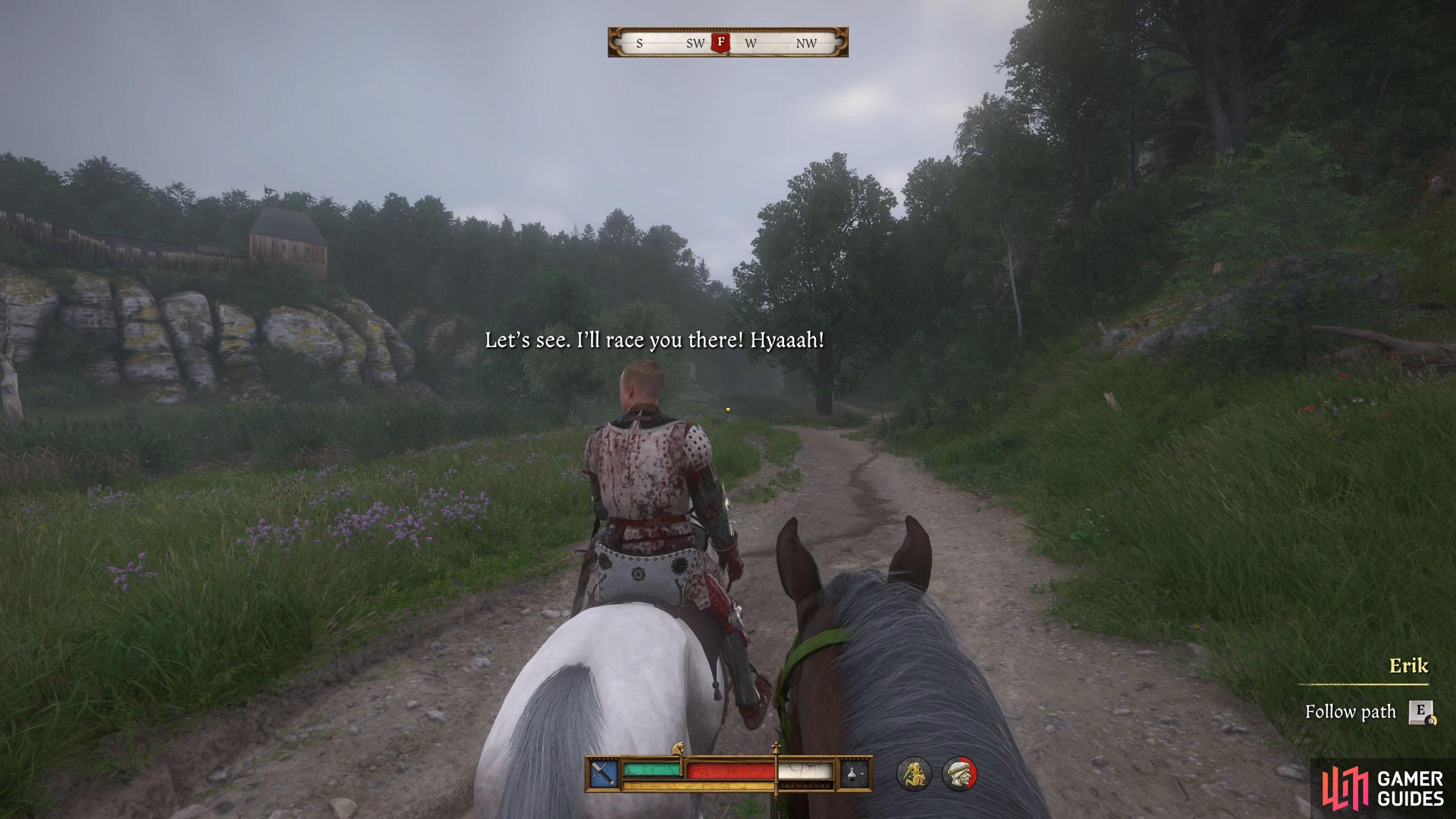 There are quite a few quests and side quests that will get you to race.