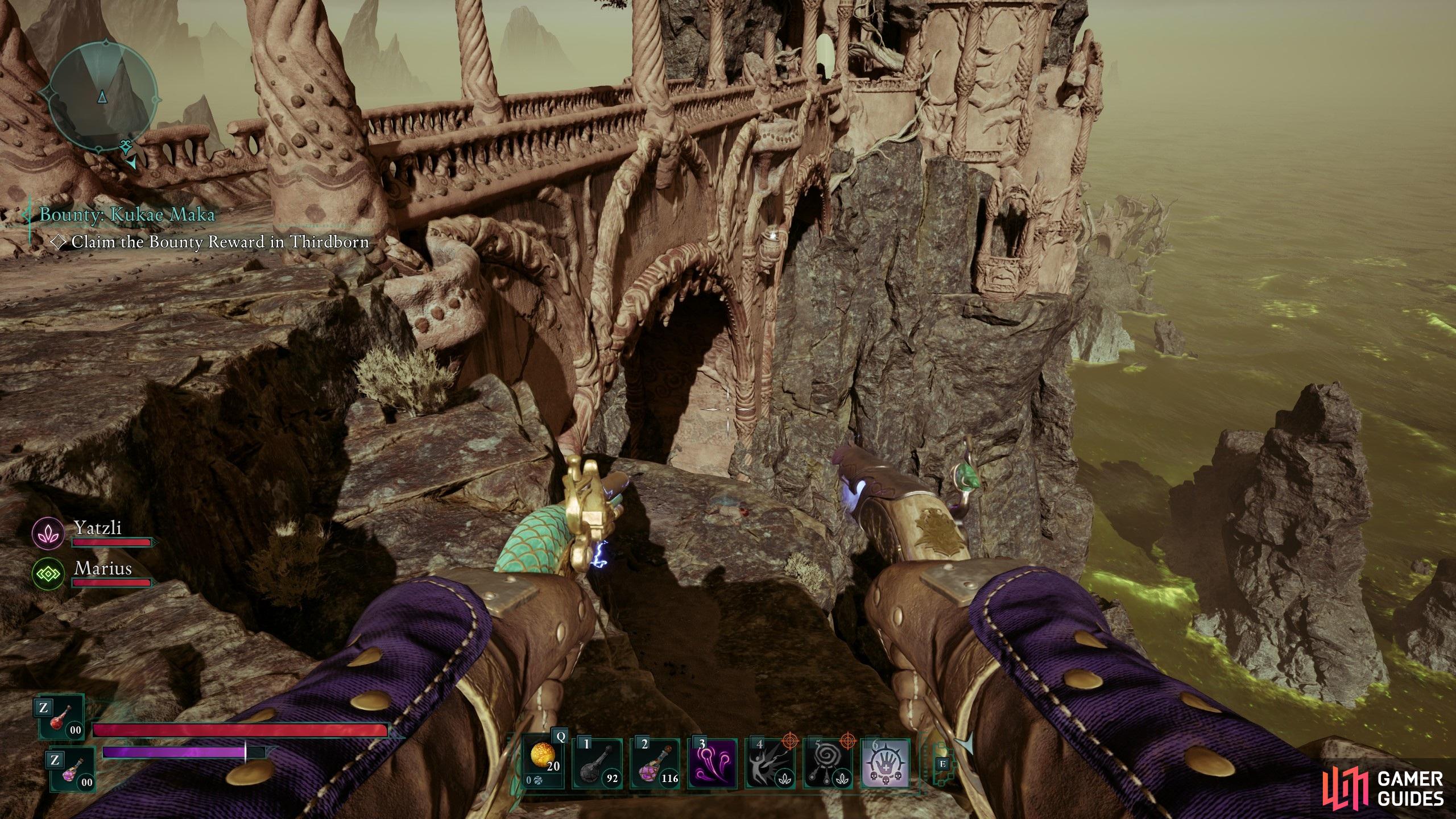 Hop down these ledges to reach the first fragment.