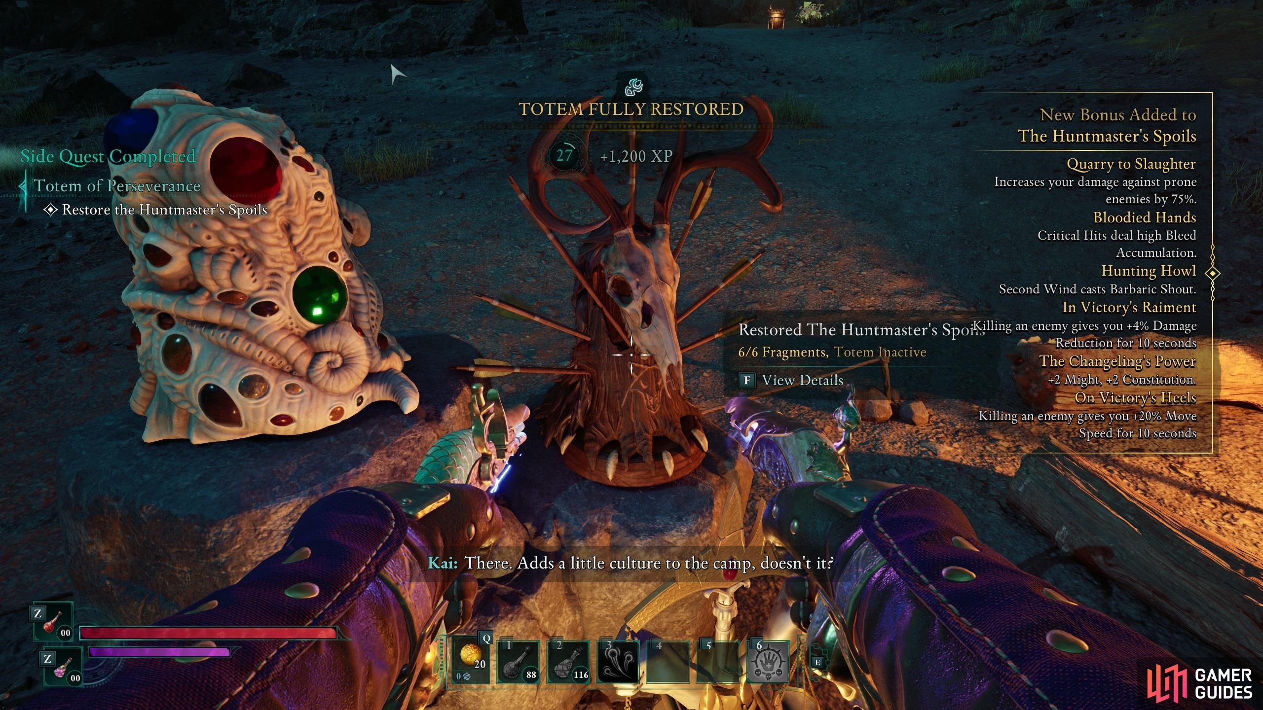Complete the totem to get neat buffs.
