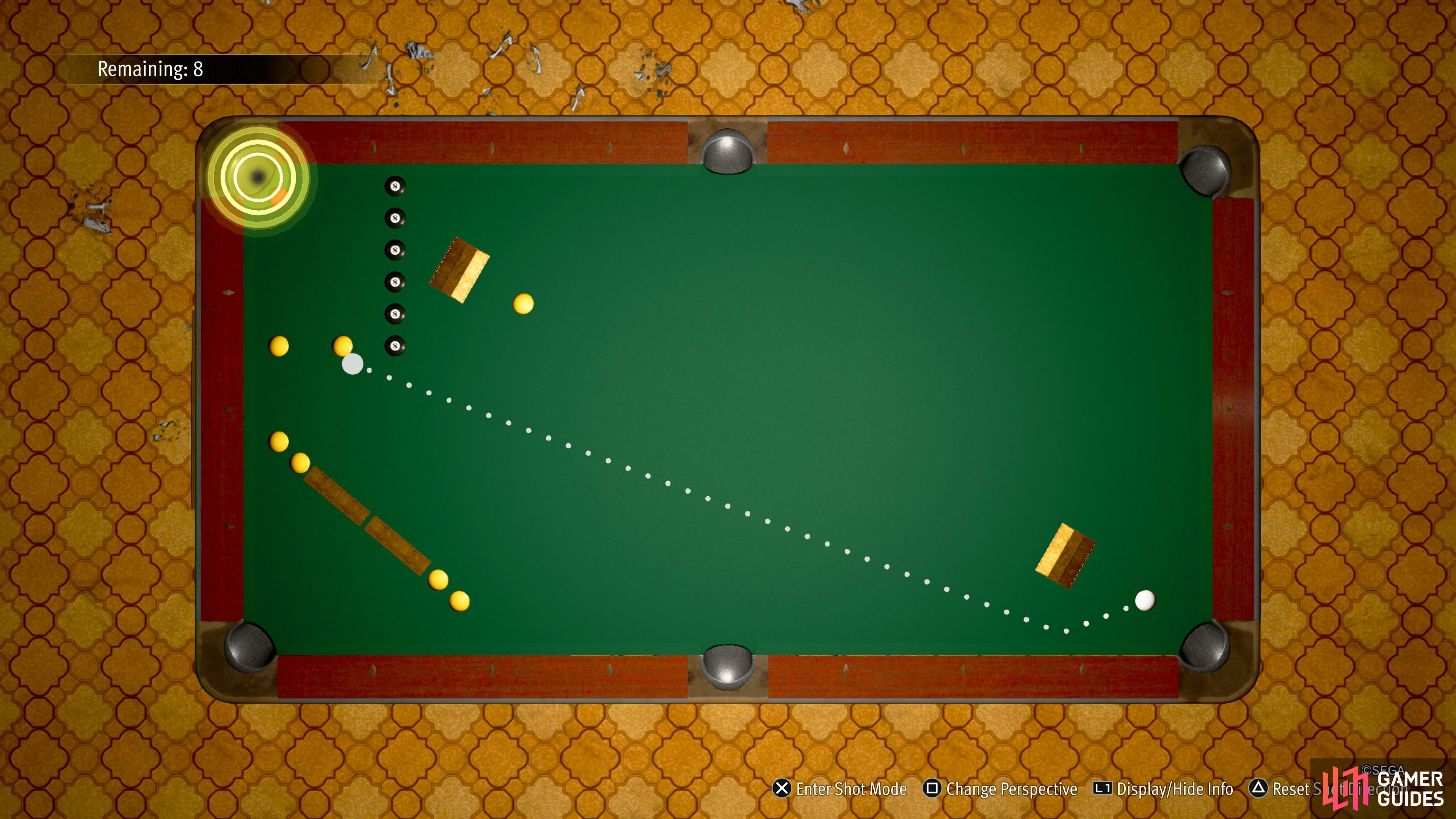 Ignore the ramps and aim the cue ball like this for Legend 3.