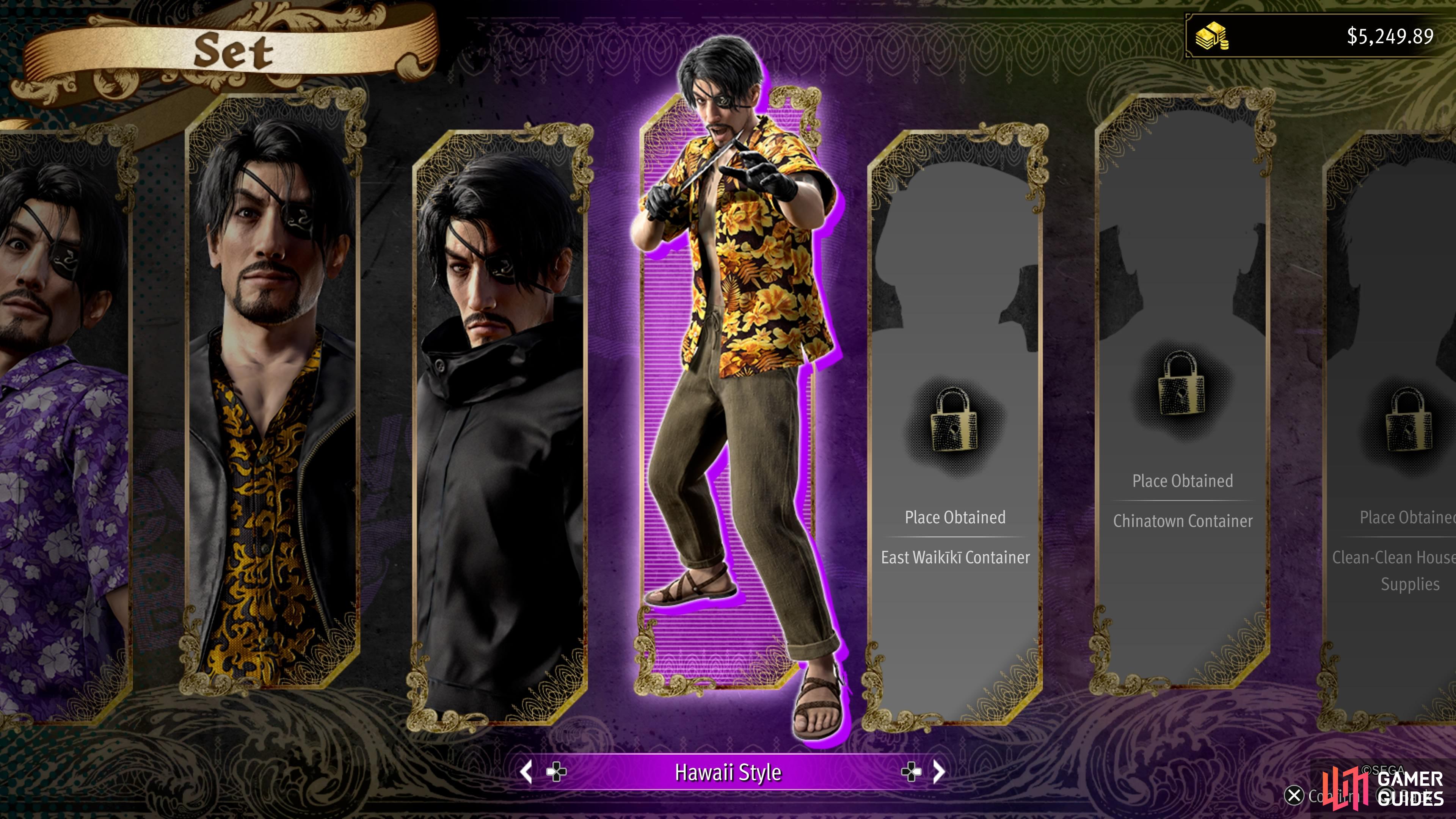 There are quite a few full outfits that you can use for Majima in Pirate Yakuza.