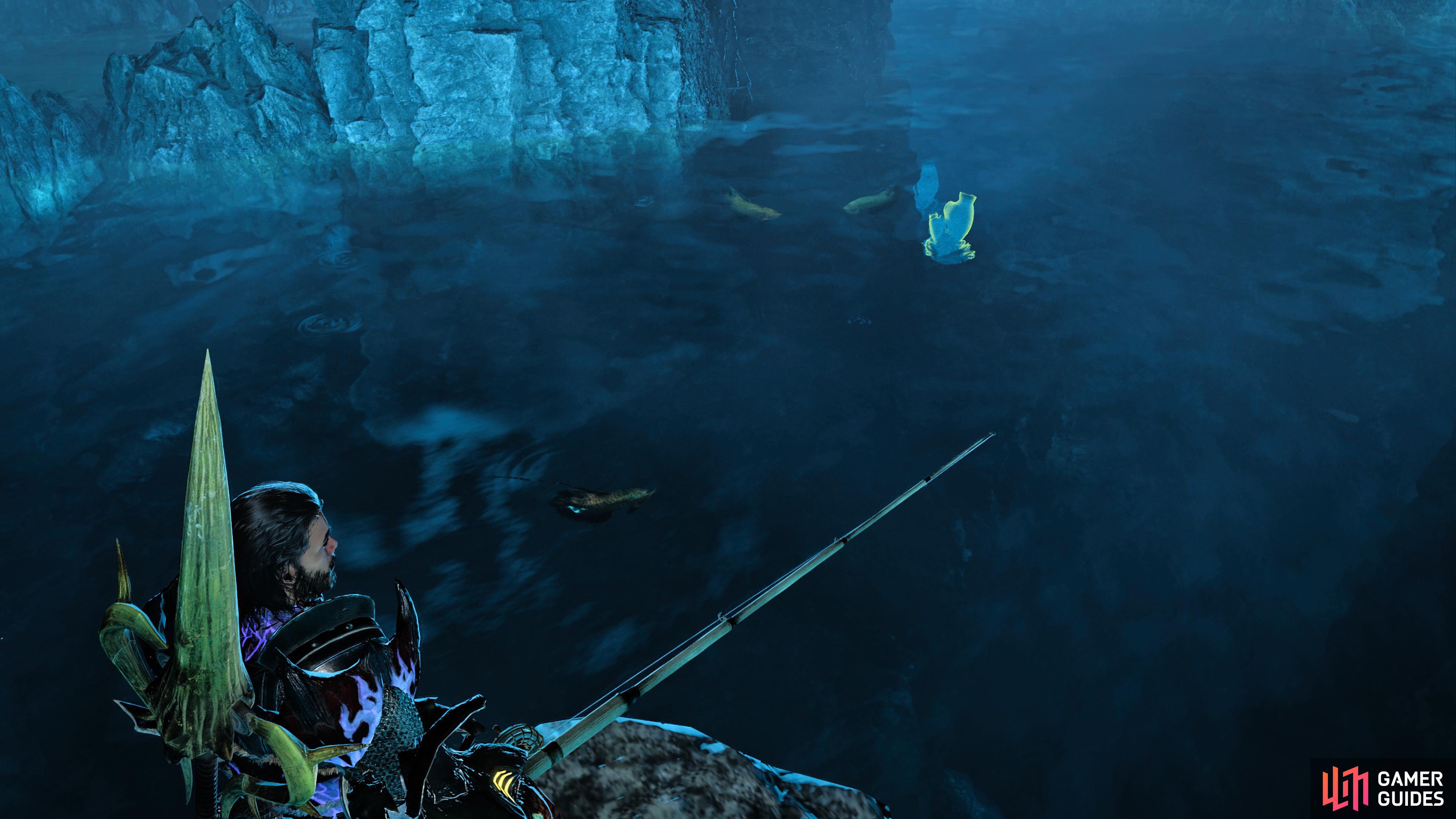 The Underground Lake in Scarlet Forest is one of the best places to find Goldenfish.