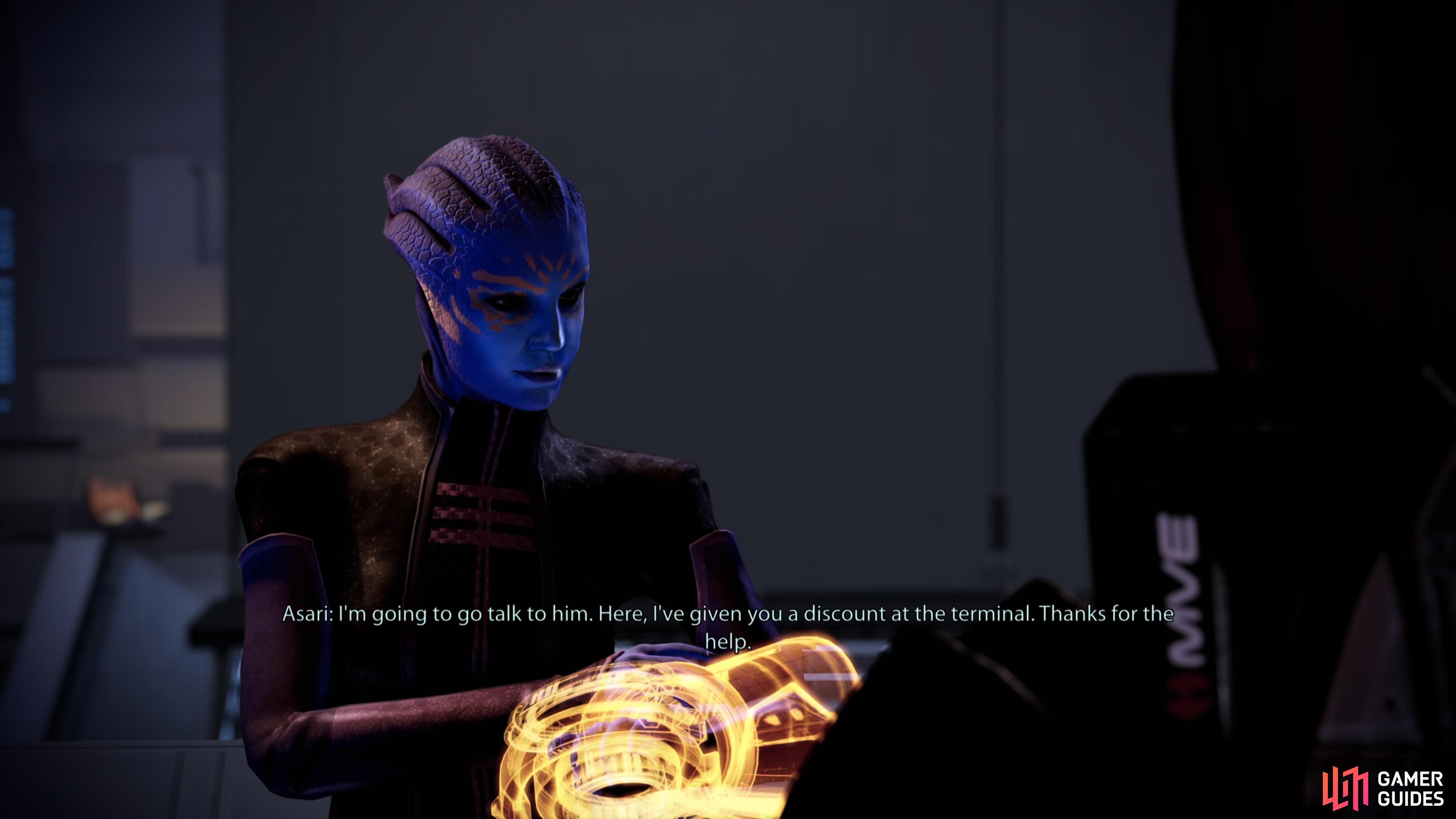 Convince the asari proprietress of the “Memories of Illium” kiosk to make a decision regarding her boyfriend to complete this assignment.