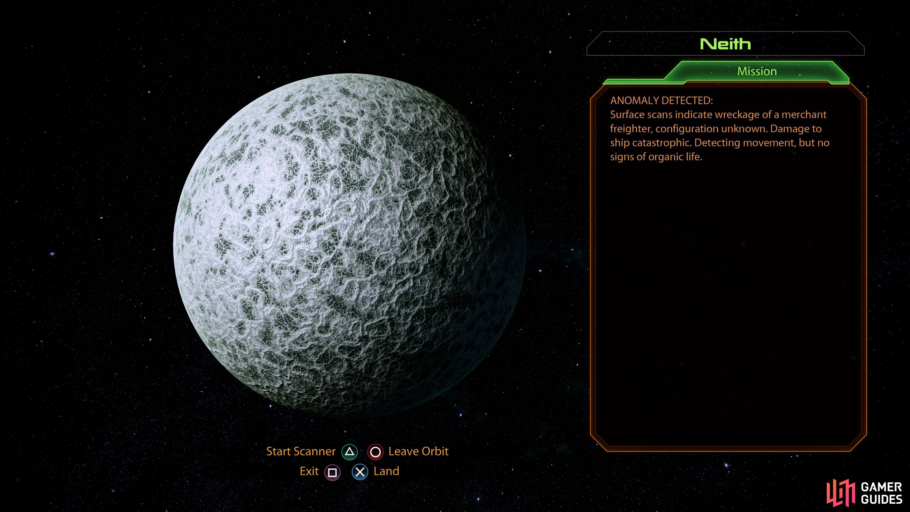 You can start this assignment by scanning and landing on the planet Neith.