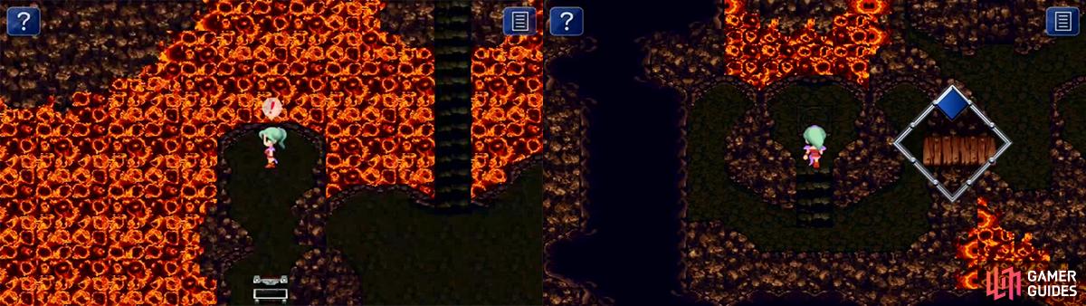 There are many hidden items on the tiles in this area. This switch in this section opens the cave to many items including the legendary Ultima Weapon.
