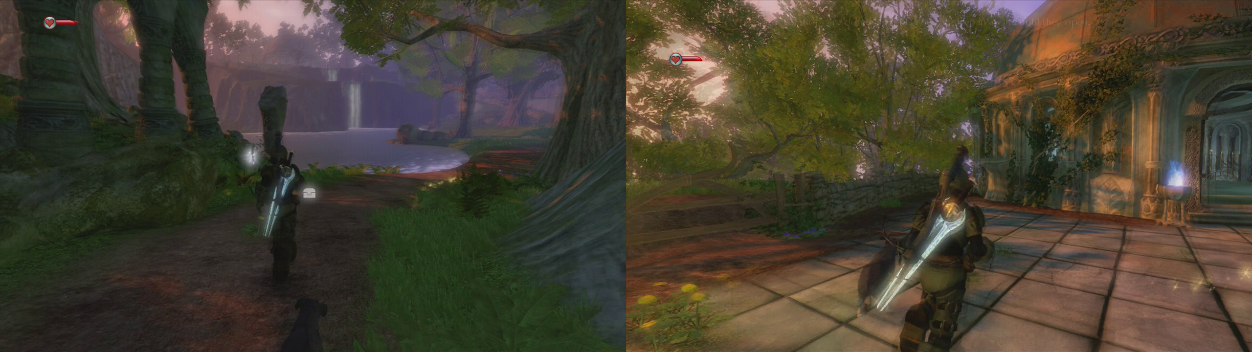 Grab the silver key on the side of the road (left) as you make your way to the Temple of Light (right).
