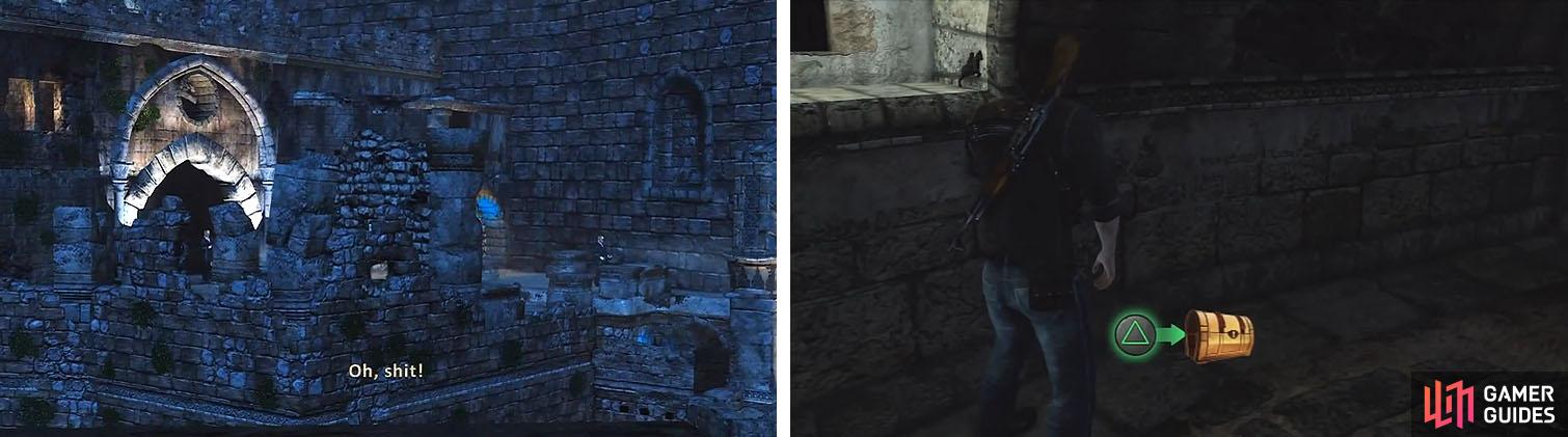 Deal with all of Talbot's men (left) and then check the first floor of the tower (right).