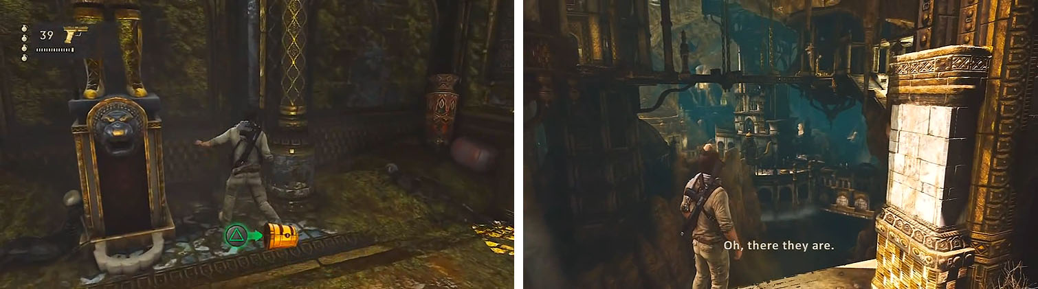 Make sure to get the treasure after leaving the pool (left) and before the chapter ends (right).
