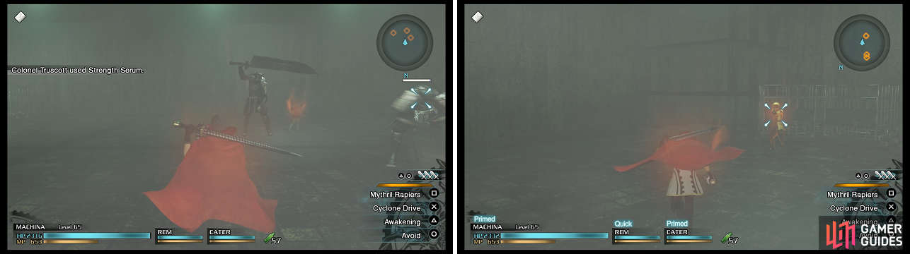 It might be best to go after the enemy commander (right) first, so you can concentrate on the Freaks (left).