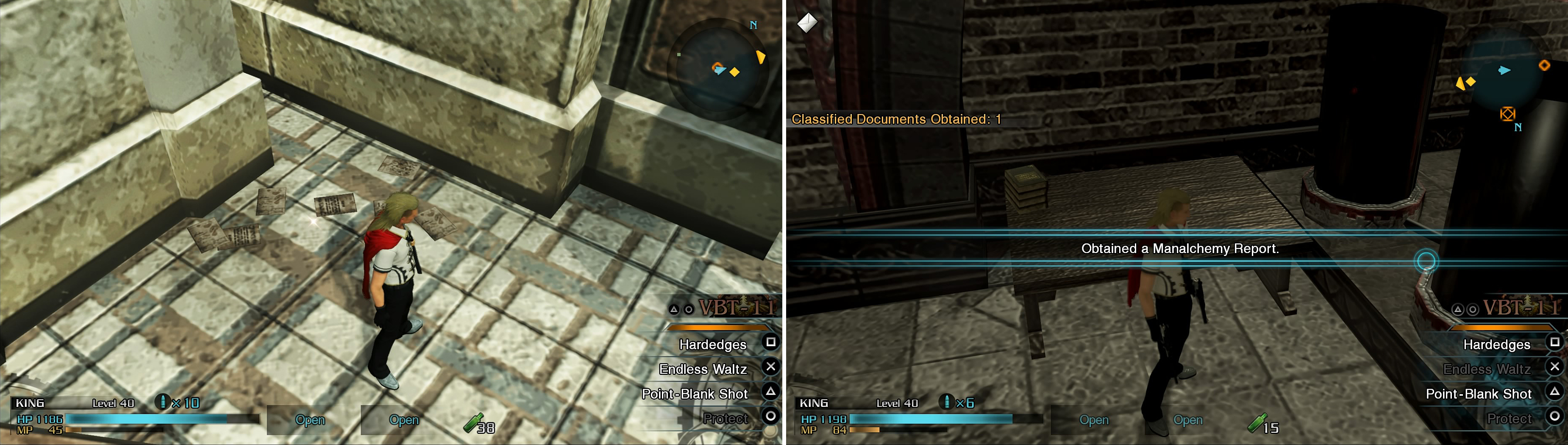 Your task is to recover documents in the Stronghold. This one (left) is awkward to pick up. The others (right) are found in the various laboratories in the base.