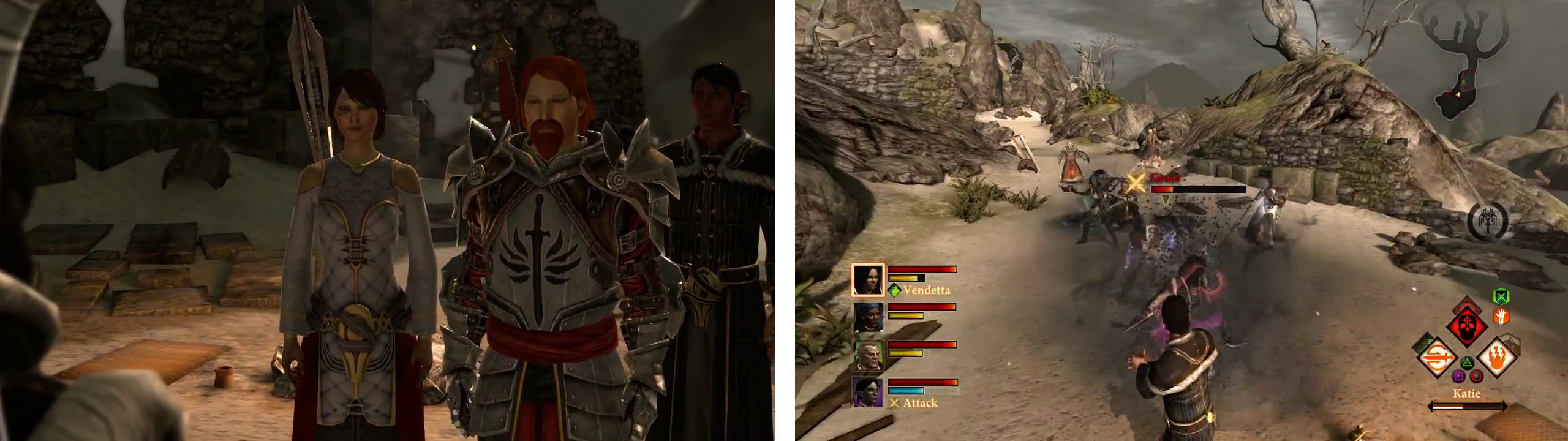 Find Thrask on the beach in the Wounded Coast (left) and then defeat Grace and the other enemies nearby.