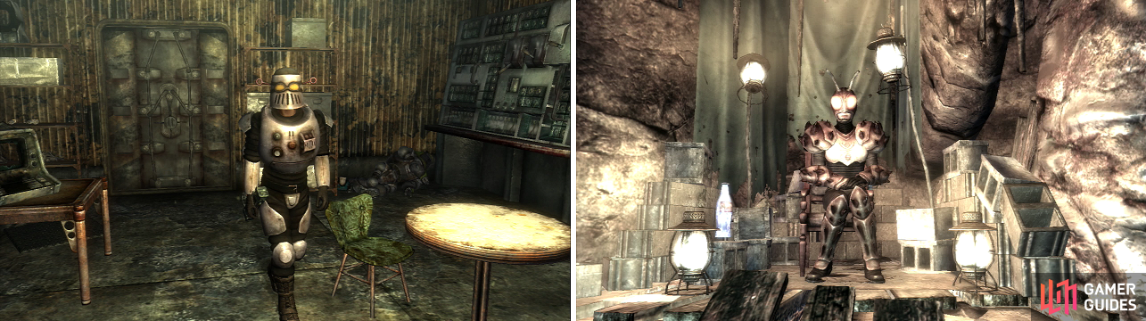 Crazy comes in two flavors around Canterbury Commons. The Mechanist (left) overlooks the town from the Robot Repair Center, while The Antagonizer (right) dwells in the Canterbury Tunnels.