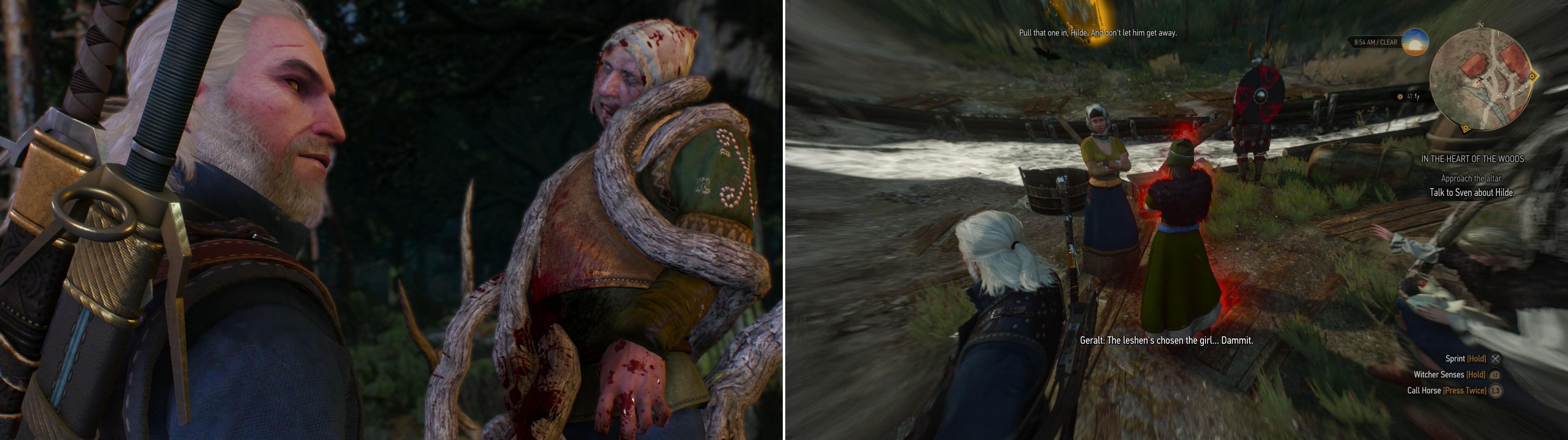 Looks like Witcher’s Work (left). Track down the villager marked by the monster (right).