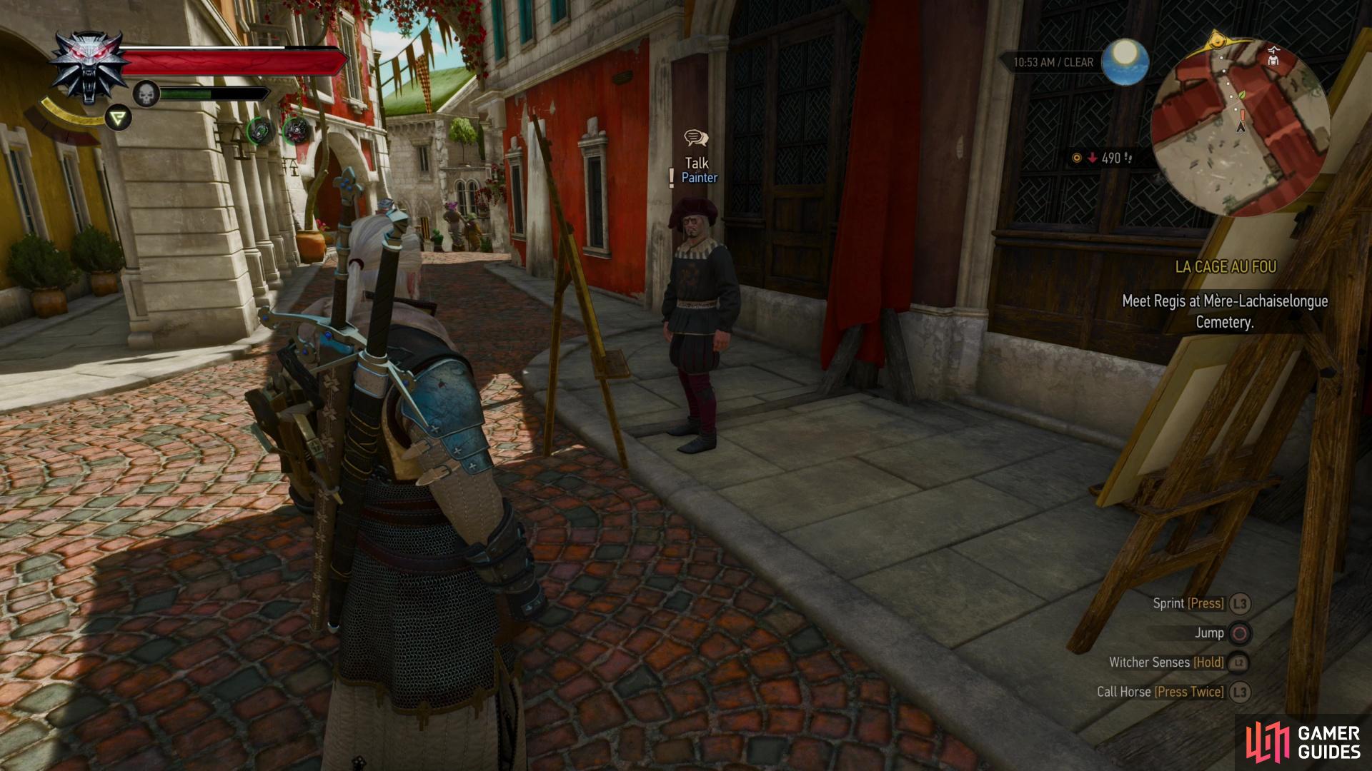 You can find a painter in a square south of The Gran’Place signpost. Talk to him to start this quest.