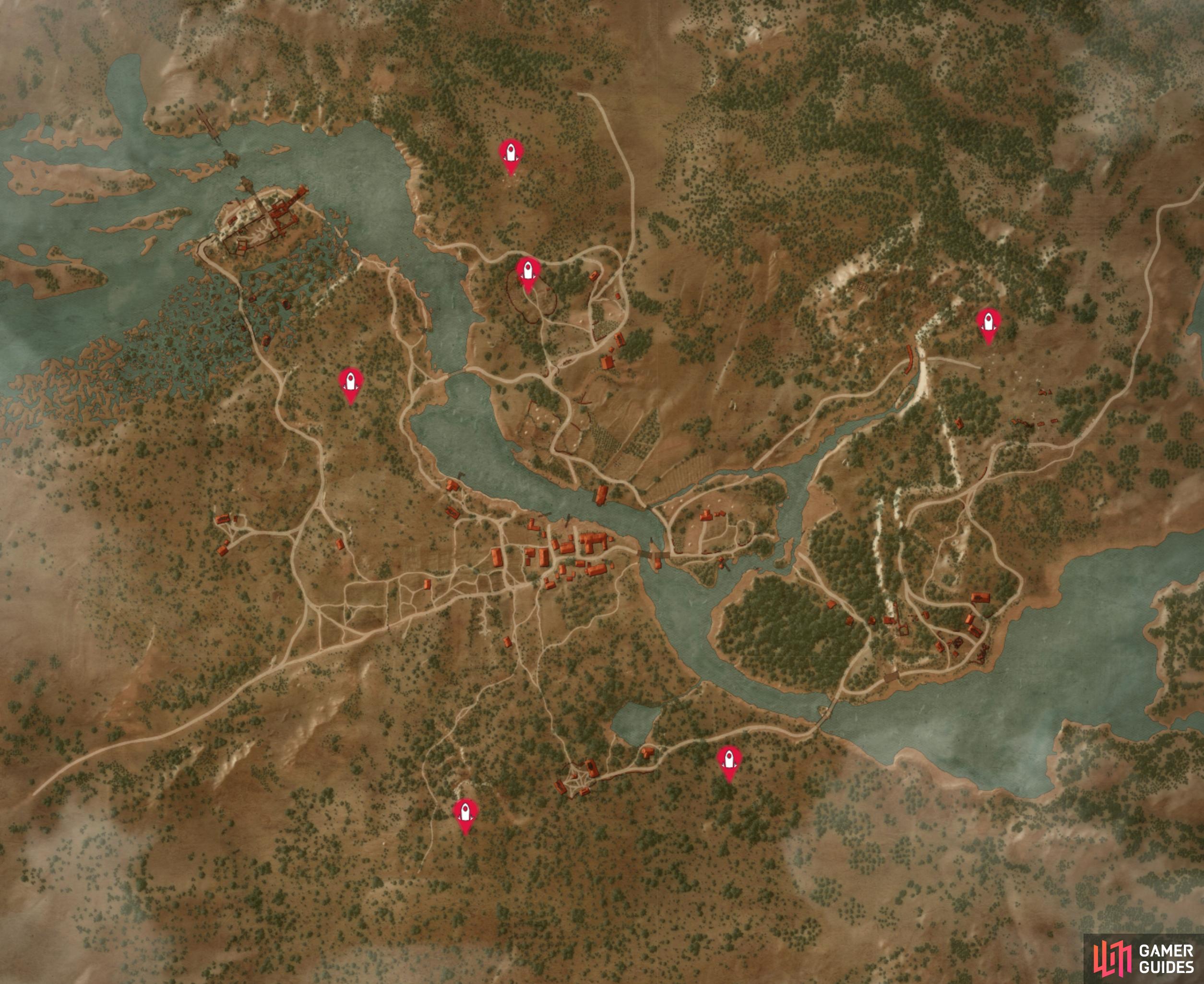 The locations of all the Places of Power in White Orchard.