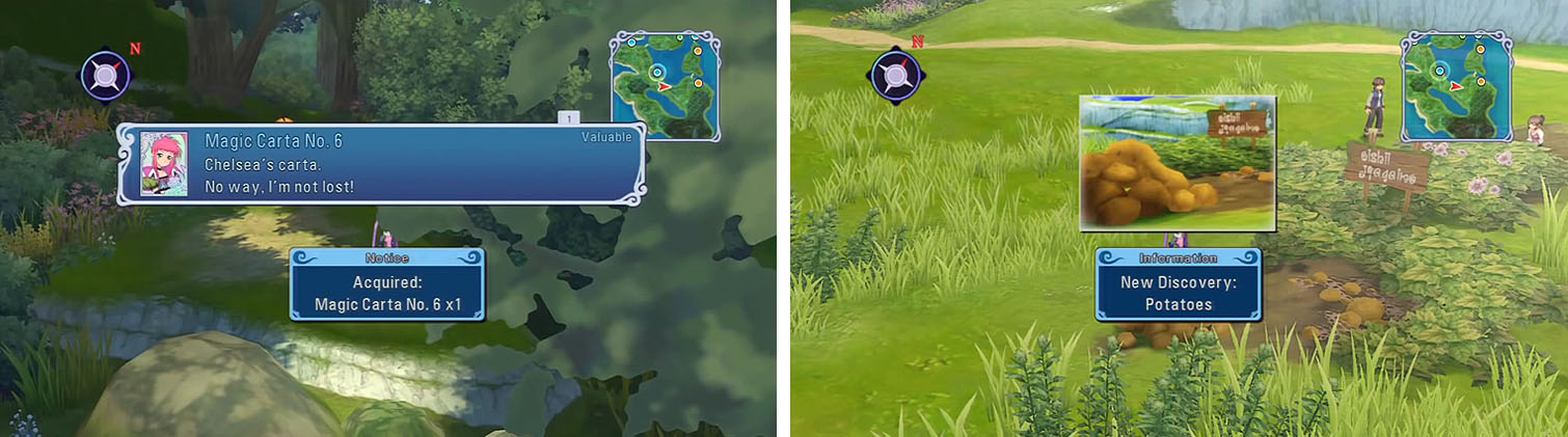Make sure to get the Magic Carta in the area (left) and the Potatoes discovery (right).