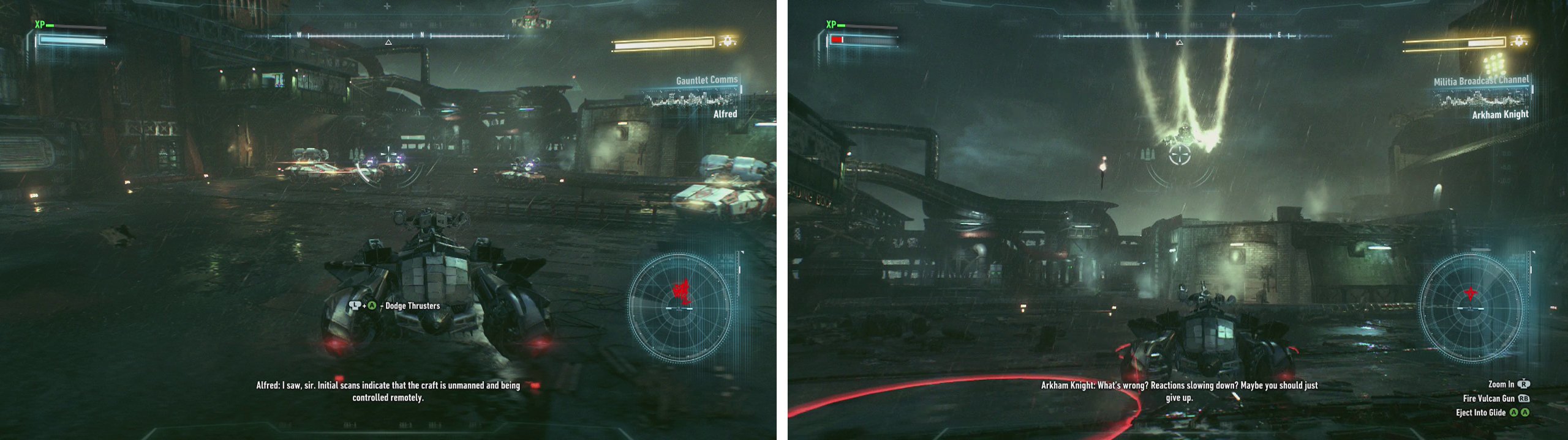 Defeat the Drone tanks (left) first before focusing on the Attack Helicopter (right).