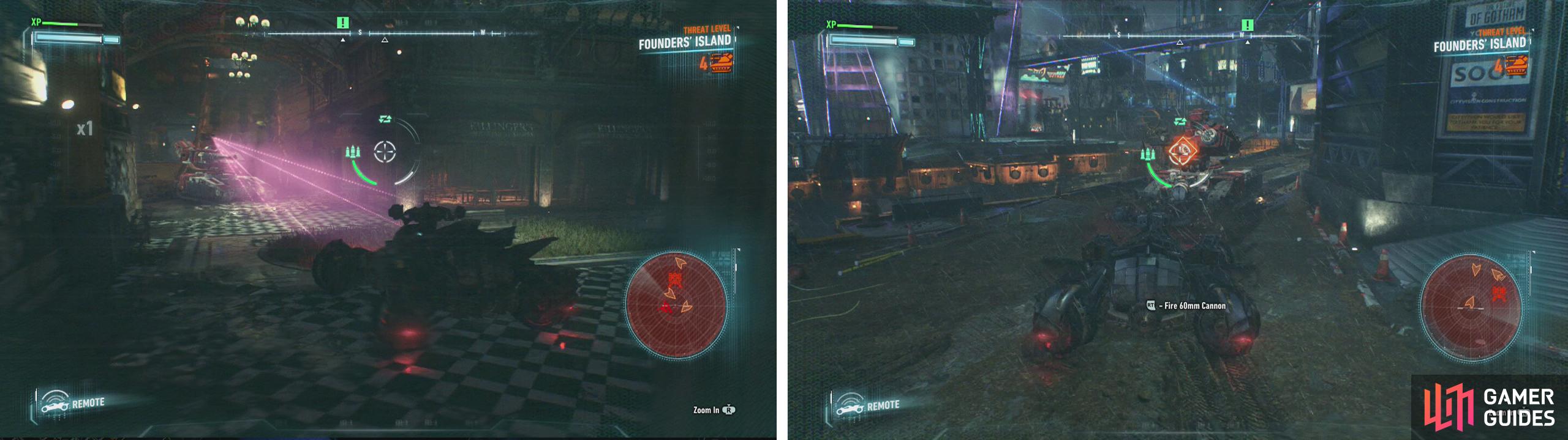 When fighting Cobras avoid the lasers (left) and sneak up to hit them in the rear (right).