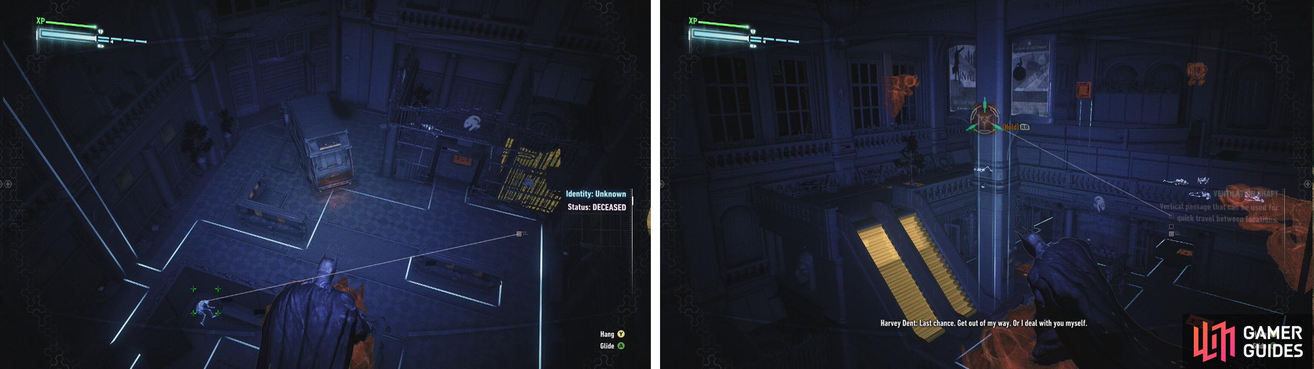 The tunnels by the truck and vaults are a great place to pick off enemies (left). We can also use the escalators as distractions (right).