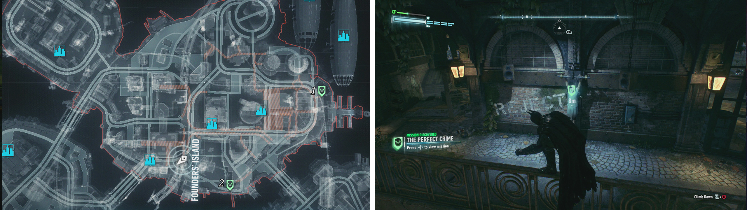 The bodies on Founders' Island can be found at these locations (left). The right picture shows location 1.