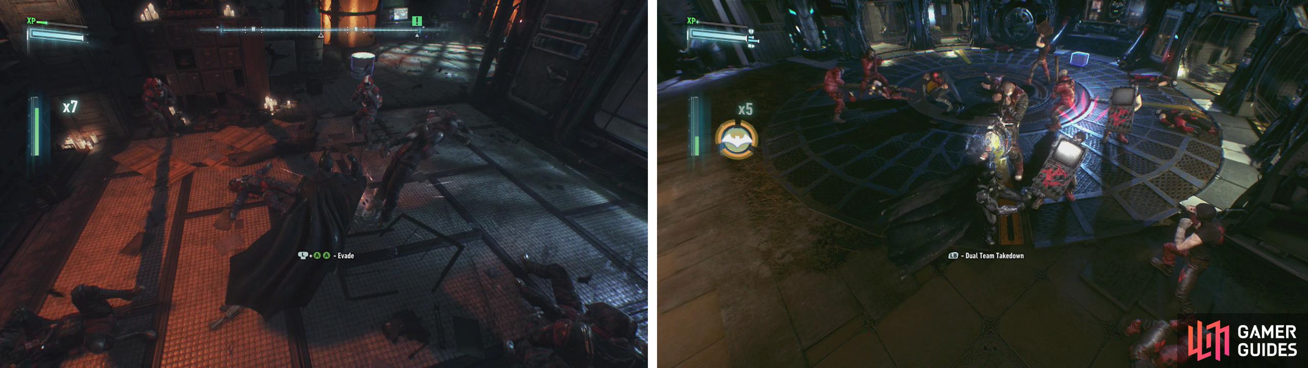 The standard Thugs/Soldiers are the most common enemy (left). They can use several weapons including shields (right).
