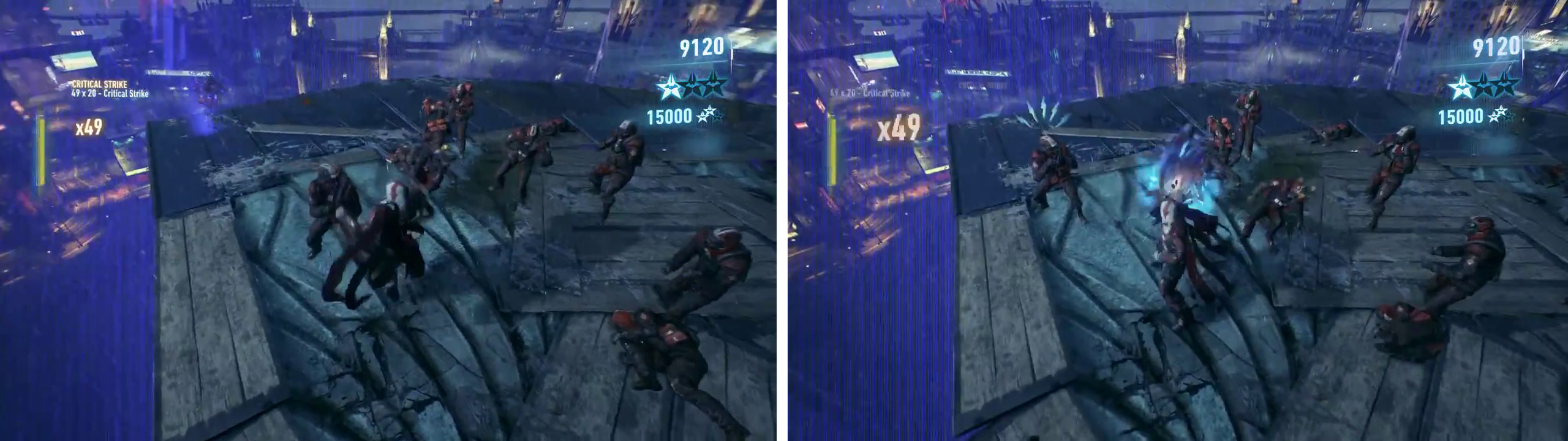 Well fight as Azrael in this challenge (left). Taking a hit will end the challenge, so be sure to counter (right).