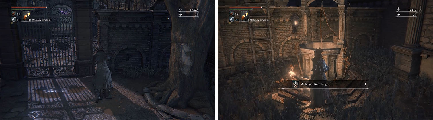 Open the shortcut to Central Yharnam and then grab the Madman’s Knowledge by the well.