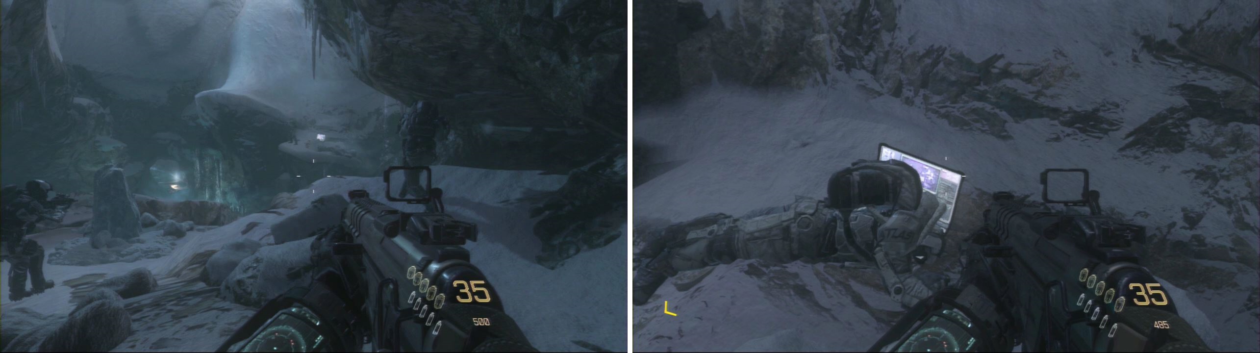 When you go through the cave and you spot some enemies, check the cliff on the right side. Hard to miss.