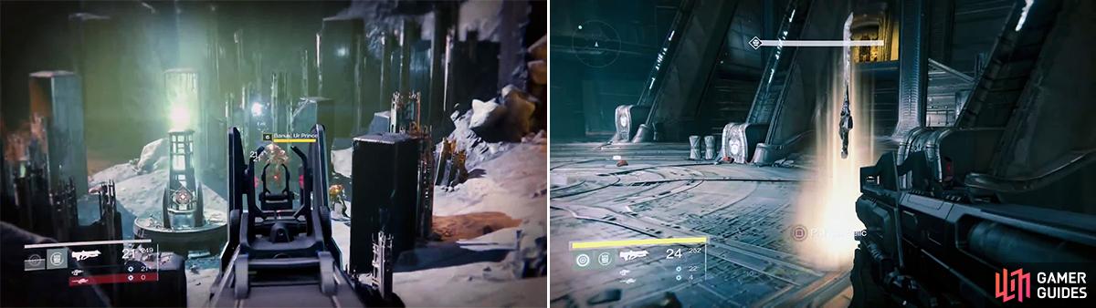 You will find a lot of Swarm Princes in this mission (left). The Sword of Crota (right) is incredibly powerful and can take out lesser enemies in one swing.