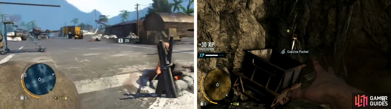 Takedown Drag (left) is a great skill for those who prefer to stay stealthy, as is Knife Throw Takedown (right).
