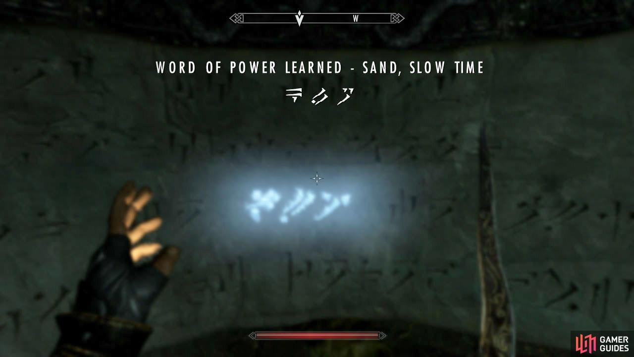 Approach the southwest corner to find another Word of Power: Time, Slow Time.  Note: If you already have TIME - SLOW TIME you’ll just get a different word. This proves Dragon Walls don’t necessarily have a specific word, just a specific shout.