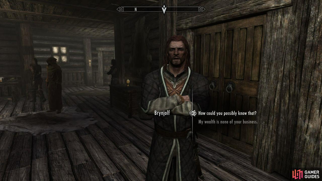 To start the Quests for the Thieves Guild, you need to head over to Riften. Once inside, move forward and you’ll meet Moul. After a quick chat, ask about the Thieves Guild and he’ll tell you to go find Brynjolf if you’re interested. Go to the marketplace and look around for him.