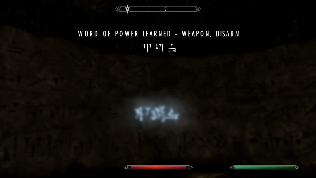 In here; check the south side of the room to find a Word of Power: WEAPON - DISARM. Nice. There’s also a LIGHT ARMOR skillbook on a table near where you came in at called “Ice and Chitin”.