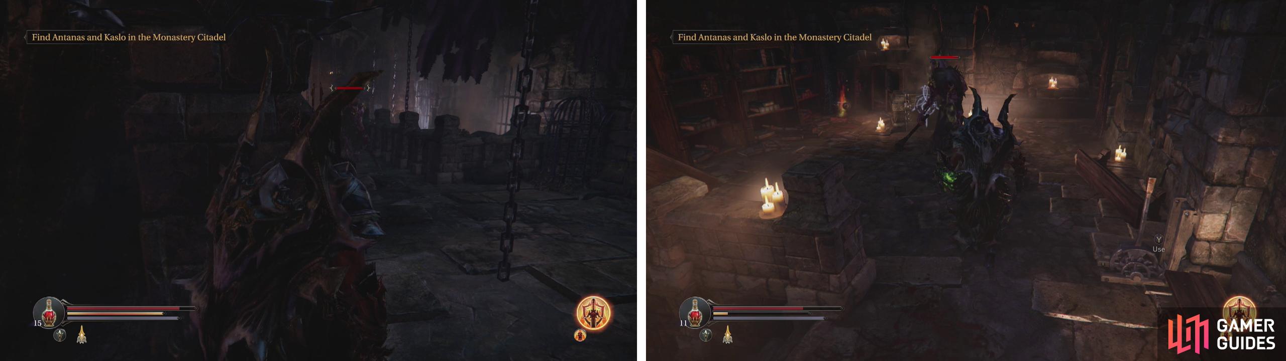 Clear the enemies out of the room with three exits (left). at the top of the left exit kill the Infected for a chest, Audio Note and shortcut back to the Catacombs entrance (right).