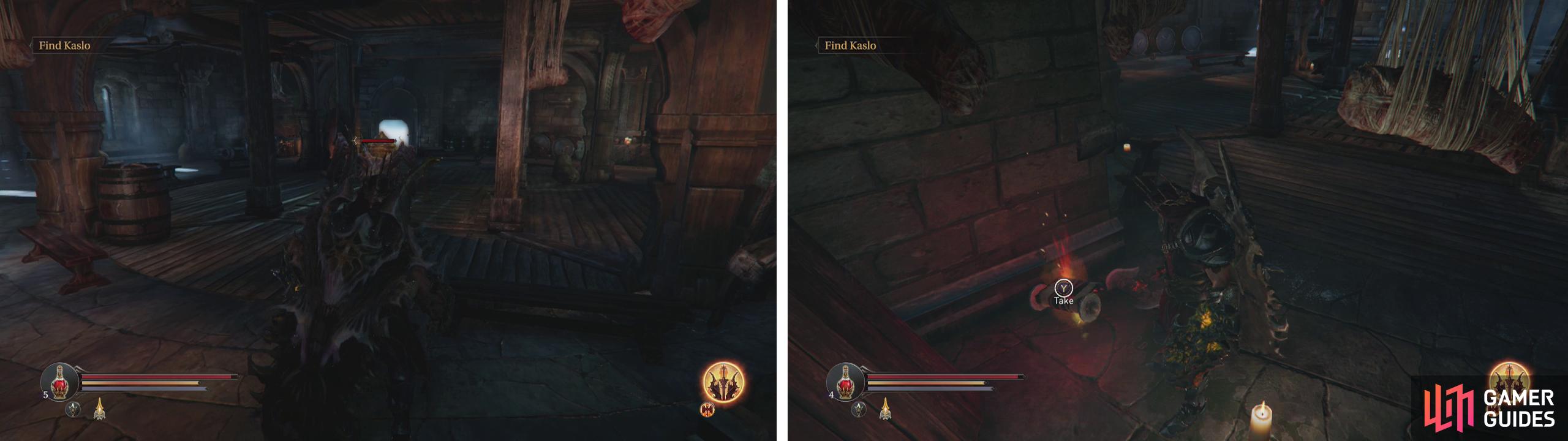 The Spider lurks in the centre of the room (left). On New game + there is an Audio Note here as well (right).