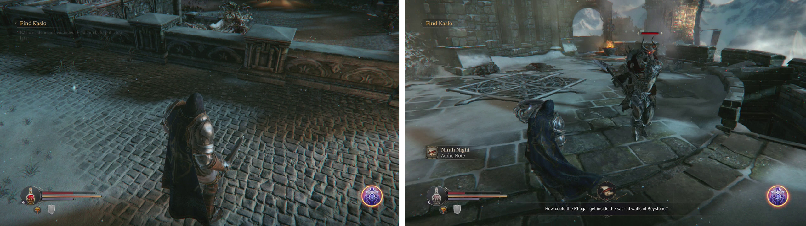 Rogues prefer light armour (left) and their quickness allows them to outmanouver enemies (right).