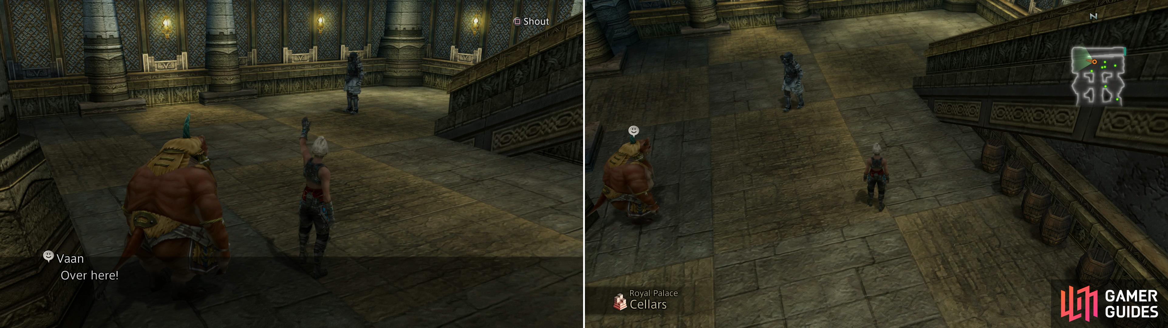 Lure the Imperial (left) then wait for him to move over to the Seeq and calmly walk around him (right).