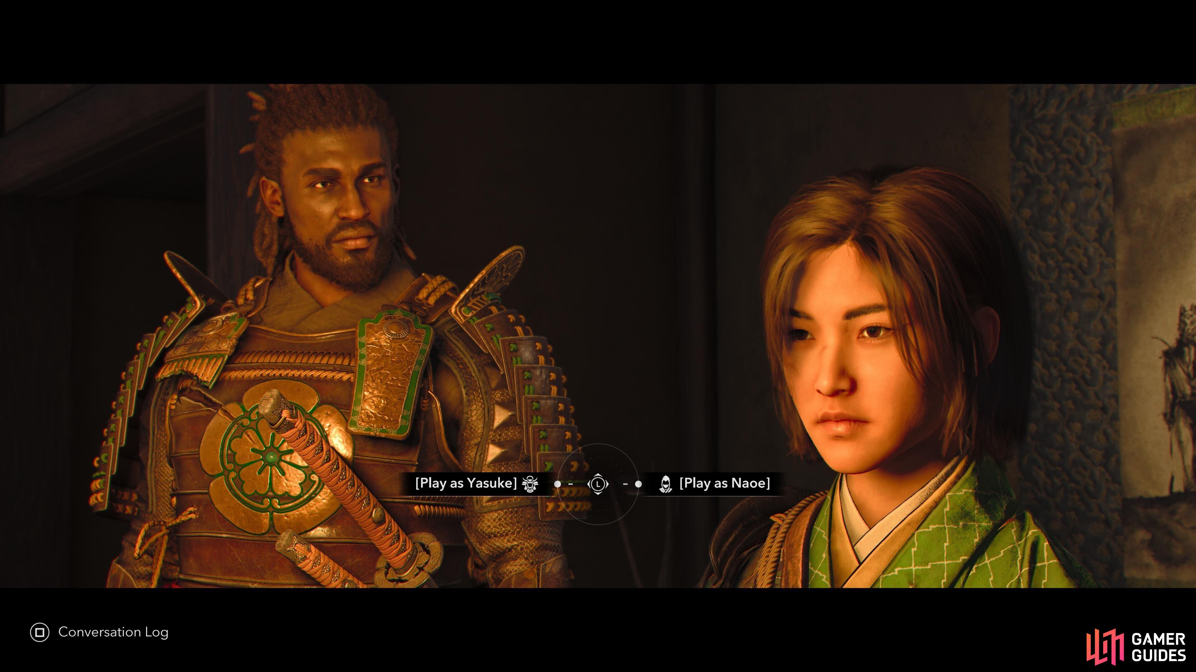 Most quests can be played as either Yasuke or Naoe.