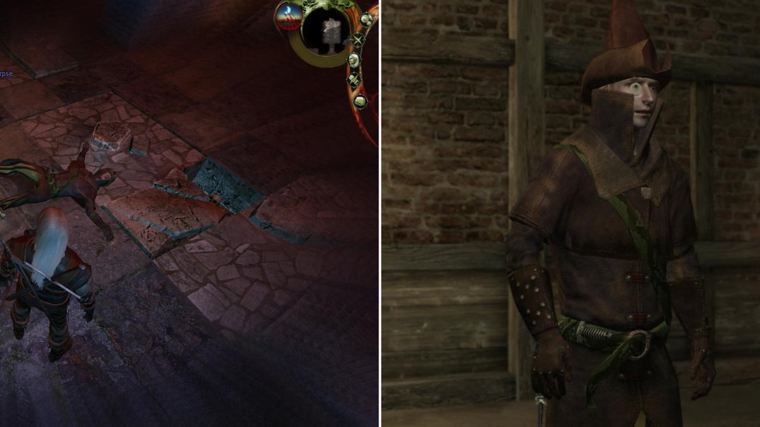 While exploring a crypt in Vizima’s Cemetery, you’ll make a grisly-but not unexpected-discovery (left). A little role-playing with Azar-as-Raymond can prove interesting… and dangerous (right).