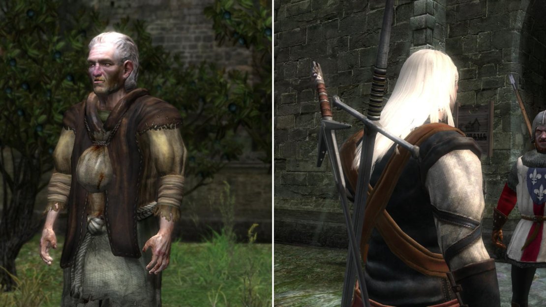 Chat up the Gardener to learn more about your Silve Sword (left), then convince the guard outside the Hospital to allow you to enter (right).