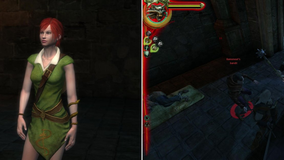 Reunite with your buddy Shani, and give her five Celandine herbs (left). Fight off some of Ramsmeat’s thugs, who interrupt your attempt to interrogate the captive Salamander (right).