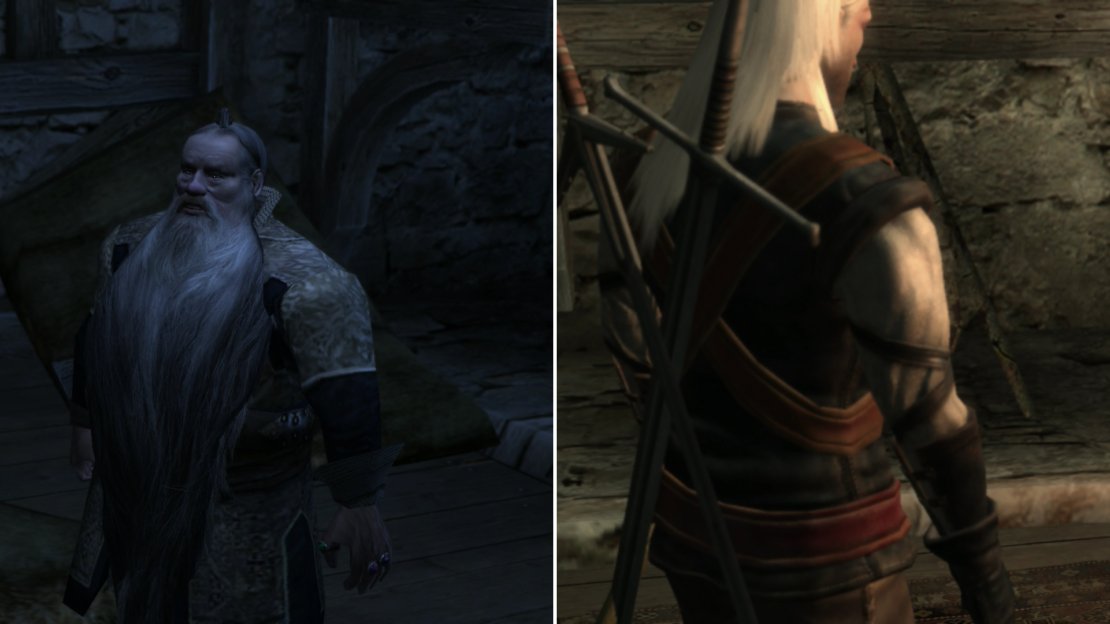 Talk to Golan Vivaldi to learn that no non-human is immune to persecution, regardless of wealth (left). Zoltan Chivay will also be here duing the day (right) and he, finally, will reveal the origin of your Silver Sword.